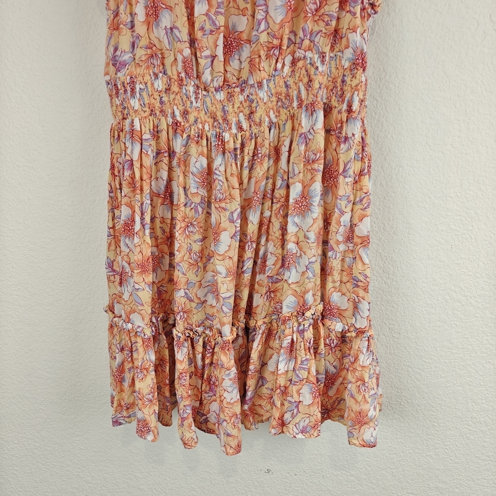 Poupette St Barth Nwot 'Triny' Ruffle-Trim Mini Dress, Yellow Dahlia - Large - Picture 5 of 16